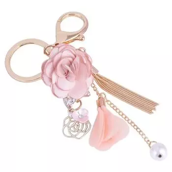 Тканевый цветок, длинная кисточка, брелок для ключей, женская сумка, подвесной декор