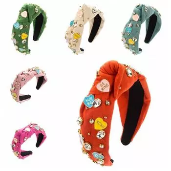 Тканевый художественный ободок для волос с имитацией жемчуга, аксессуар для волос, новый ободок на день Святого Валентина