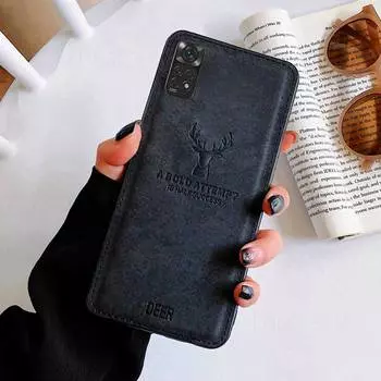 Мягкий силиконовый чехол из ткани для Poco M6 M4 X6 Pro 5G X5 F5 C65 C75 Xiaomi 14T 13T 11T 12 13 Redmi 14C 13C A3 9T Note 9 10 11 5G с рисунком оленя Xiaomi Poco M3 Pro 5G чёрный