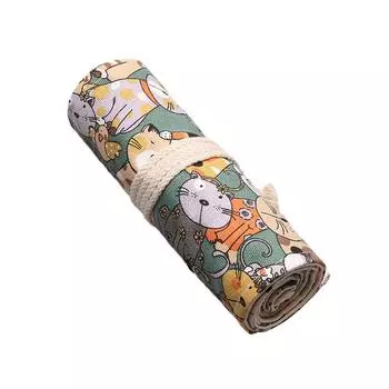 Тканевый пенал большой емкости с рисунком мультяшного кота, милые и модные канцелярские принадлежности, школьные принадлежности, сумка для карандашей