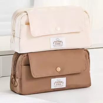 Тканевый пенал с большой вместимостью, многофункциональная сумка для хранения канцелярских принадлежностей, корейский пенал для канцелярских принадлежностей бежевый