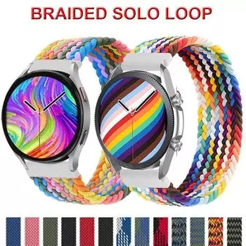 Тканевый плетеный нейлоновый ремешок Solo Loop для часов Samsung 6/5/Watch 4/4, классический ремешок для Huawei GT2/Huami Amazfit Bip U Bip S Gts 2 ремешка для часов 22mm-165mm-XL разноцветный