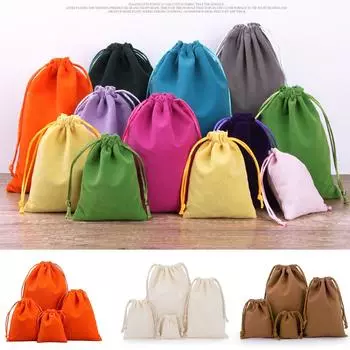 Тканевый подарочный упаковочный мешок Сумки для хранения на завязках Свадебный подарок Конфеты Маленький мешочек Ресницы Косметика Саше Разное Органайзеры Мешочки 7x9cm&10pcs