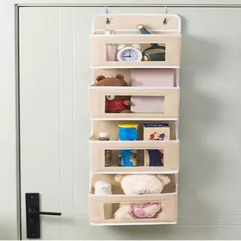 Тканевый подвесной органайзер для шкафа Прочная многослойная сумка для хранения с прозрачным окном Подвесной органайзер для гардероба серый