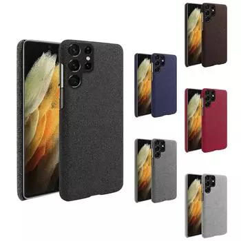 Тканевый противоскользящий чехол для телефона Galaxy S22 Ultra с текстурой ткани One Size чёрный