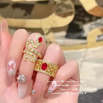 Тканое резное золотое кольцо с гранатом и рубином, дизайнерское кольцо с позолотой 18 карат, кружевное сотовидное кольцо с цирконом, среднее древнее
