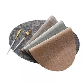 Тканые коврики для стола из ПВХ Эллипс Сплошной цвет Нескользящие Водонепроницаемые Износостойкие Термостойкие подушечки для чаш Подставки для чашек для напитков для кухни Домашний бар Столовая коричневый