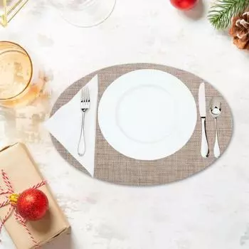 Тканые коврики из ПВХ Эллипс Сплошной цвет Нескользящие Водонепроницаемые Износостойкие Термостойкие подушечки для чаш Подставки для чашек для напитков для кухни Домашний бар Столовая коричневый