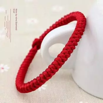 Тканые красные однотонные браслеты для пары в тибетском стиле с узлом дордже для младенцев Wrist size 15cm