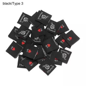 Тканые принадлежности Мультяшный кот Бирки для одежды Этикетки для одежды Ручная работа с любовью Аксессуары для одежды black-Type 3