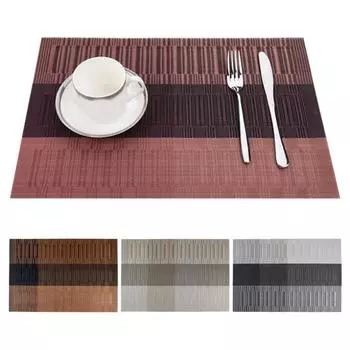 Тканые салфетки из ПВХ, нескользящие, водонепроницаемые, термостойкие, обеденная посуда, подушечки для чаш, кухонные подставки для домашнего бара черный серый