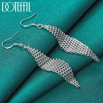 Тканые серьги серебряного цвета для вечеринок, модные украшения 7.50*1.50cm