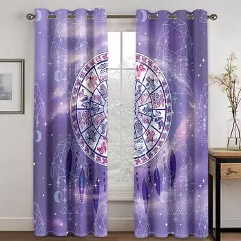 Тканые шторы с принтом «Ловец снов», две независимые шторы, левая и правая, затемняющие шторы для спальни 132cmx160cm