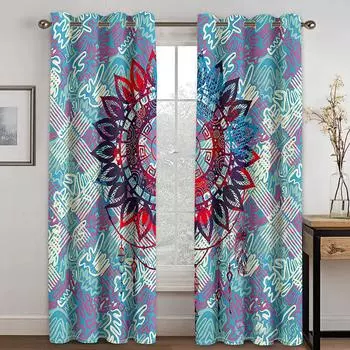 Тканые шторы с принтом «Ловец снов» Две независимые шторы слева и справа Плотные шторы для спальни 132cmx160cm