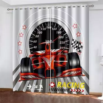 Тканые шторы с принтом в виде мультяшных машин, затемняющие шторы для спальни с двумя независимыми шторами слева и справа 132cmx160cm