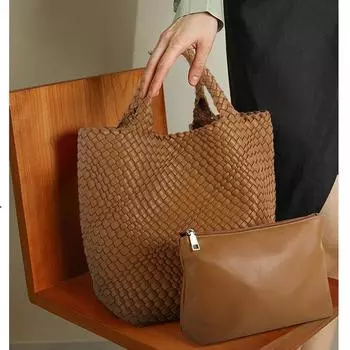 Тканые сумки-тоут женские кожаные большие сумки через плечо повседневная женская сумка ручной работы (20cm<Max Length<30cm) оливковый