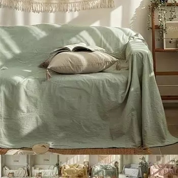 Тканый 100% хлопок Чехол для дивана Одеяло Полотенце для дивана для гостиной Мебель для дивана Четыре сезона Общий чехол для дивана 130x180cm бежевый