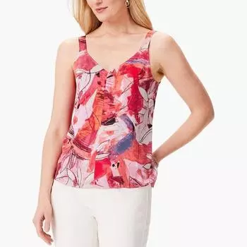 Тканый абрикосово-красный модный базовый топ-камезоль поплин Apricot white and red printing S