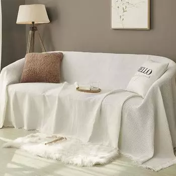 Тканый чехол для дивана, белое полотенце для дивана, декор для гостиной, гобелен, чехол для дивана 90x90cm белый