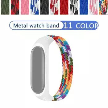 Тканый цветной силиконовый ремешок для браслета Mi Band 7 6 5 4, сменный ремешок для Mi Band 3 M-160mm темно-синий