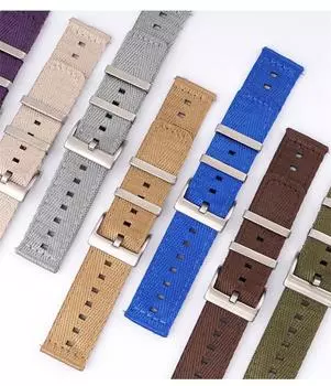 Тканый холщовый ремешок для часов Нейлоновый холщовый ремешок, 20–24 мм, быстросъемный браслет 20mm чёрный