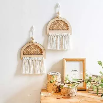 Тканый настенный гобелен макраме в богемном стиле в стиле бохо, домашний декор для комнаты, ручная работа белый