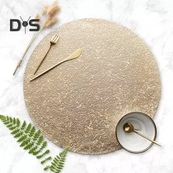 Тканый настольный коврик из ПВХ, круглые салфетки, термостойкие износостойкие подушечки для чаш, подставки для чашек для напитков, для столовой, домашней кухни золотистый