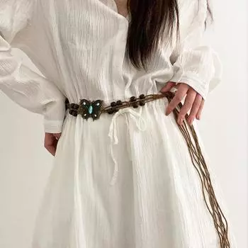 Тканый пояс, богемный женский пояс с бисером, регулируемый декоративный пояс, женская повседневная поясная цепочка
