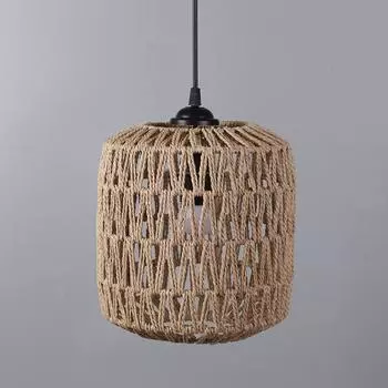 Тканый потолочный светильник, винтажный светильник для скрытого монтажа, современный абажур, бумажная веревка для цоколя E27, без лампочки коричневый