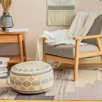 Тканый пуф ручной работы, украшение для гостиной, подставка для ног, сиденье для патио black