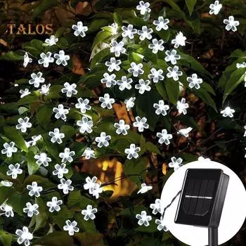 TL Водонепроницаемые Сакура Фея Солнечные 50 светодиодов гирлянды Декор для сада и вечеринки идеи подарков на новоселье теплый белый