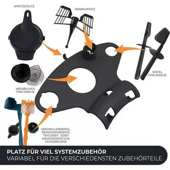 TM5 TM6 Стеллаж для хранения, держатель для до 5 аксессуаров, подходит для аксессуаров Thermomix, кухонных инструментов чёрный