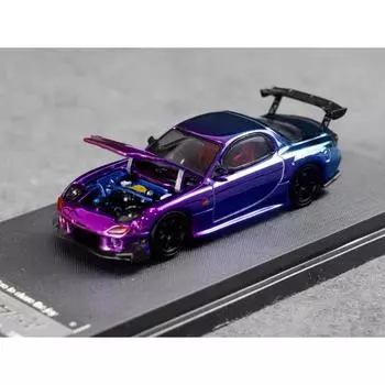 ТМ 1:64 покрытие синий розовый JDM RX-7 FD3S RE спортивная модель литой металлический автомобиль новая коллекция