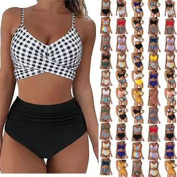 TM Fashion женский летний сексуальный купальник-бикини с разрезом в стиле тай-дай из двух частей с лямкой на шее S