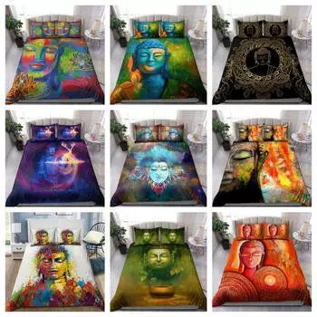 Tmarc Tee Будда Постельное белье Постельный комплект Чехол Декор для спальни Single 135x200cm