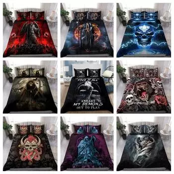 Tmarc Tee Skull Grim Reaper Evil Hell D Комплект постельного белья Чехол Домашний комплект постельного белья Single 135x200cm