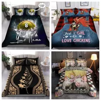 Tmarc Tee Softball & Baseball Love Комплект постельного белья на заказ с вашим именем и вашим номером наволочка Single 135x200cm