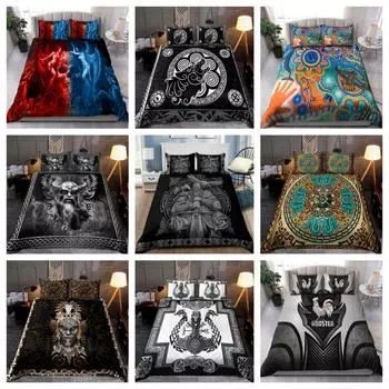 Tmarc Tee Viking Odin Raven Vegvisir Thunder Комплект постельного белья Комплект одеял Single 135x200cm