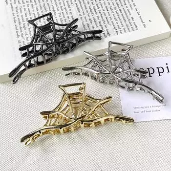 Tmetal Spiderweb Геометрические Волосы Коготь Краб Заколки Модные Заколки Для Волос Заколки Для Женщин Девочек Корейский Заколка Для Хвостов Аксессуары Для Волос Подарок чёрный