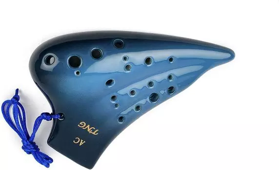 TNG Ocarina Музыкальный инструмент C Tone AC Несколько трубок Специальная глазурь Ocarina Отделка Трехтрубная керамическая флейта Wind Blowing Blue [Тройная/Альтовая/Градиентная] жёлтый