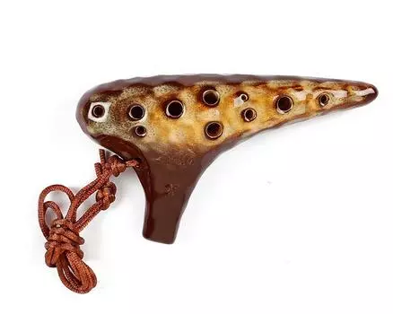TNG Ocarina Музыкальный инструмент Глазурь Высокое качество Single SC Ocarina Wind Wind Глазурь Отделка Желтая морская волна [12 отверстий/сопрано/тональность C/желтая печь] (с