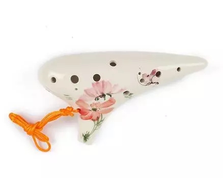 TNG Ocarina Музыкальный инструмент Single Finish High Class C Tone AC Chart Ocarina Wind Wind Glaze Finish Floral Pattern [12 отверстий/Alto/Глазурь