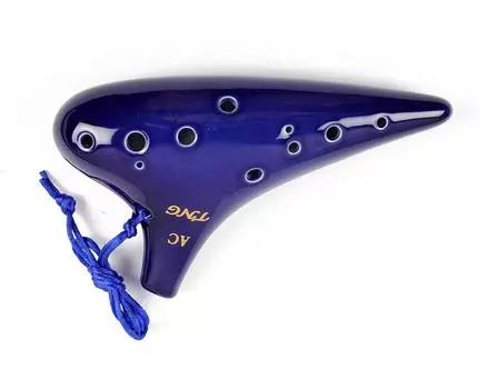 TNG Ocarina музыкальный инструмент Single High Class C Tone AC Chart Ocarina Wind Wind Glaze Finish Blue [12 отверстий/альт/синий] (Аппликатура включена)