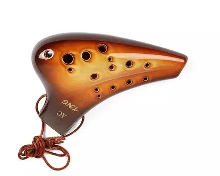 TNG Ocarina Музыкальный инструмент Высокого Класса C Тон AC Несколько Трубок Диаграмма Ocarina Ветер Ветер Глазурь Отделка Золотисто-Коричневый Натуральный Кожаный Ремешок Входит В Комплект