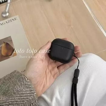 to Apple 2 Generation Pro Bluetooth Earbuds Case Airpods3 Generation New Arrival Pure Color Lanyard Airpodspro2 Drop-Resistant Protective Case Apple Airpods 3 Shell + lanyard