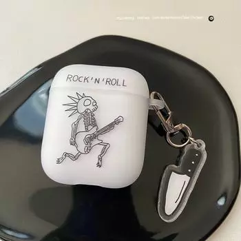 to Apple Earphone Case 1/3/4/5aipods Protective Case 2 Generation Wireless Bluetooth Case 2345 Silicone Soft Frosted Translucent Drop-Resistant Apple Airpods Pro 2 E27 Rock Skeleton