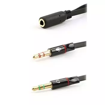 To Laptop PC Earphone 1 Female to 2 male Adapter Y Splitter 3.5 mm Audio Cable чёрный