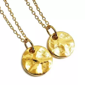 to Pair necklace with teddy circle coin K23 gold 925 and pair accessories not possible [Close Me] bear, pendant, plating, silver, men s women s set, золотой