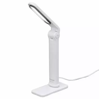 to read Iris Ohyama Desk Light Compact Lightweight USB Powered Stepless Dimming Angle Adjustable Glare Guard Included Energy Saving 2000lx White [Easy