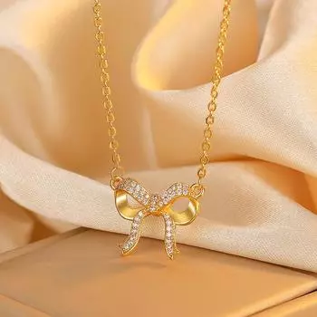 То же самое ожерелье с бантом корейской версии, модная женская изысканная короткая цепочка на ключицу